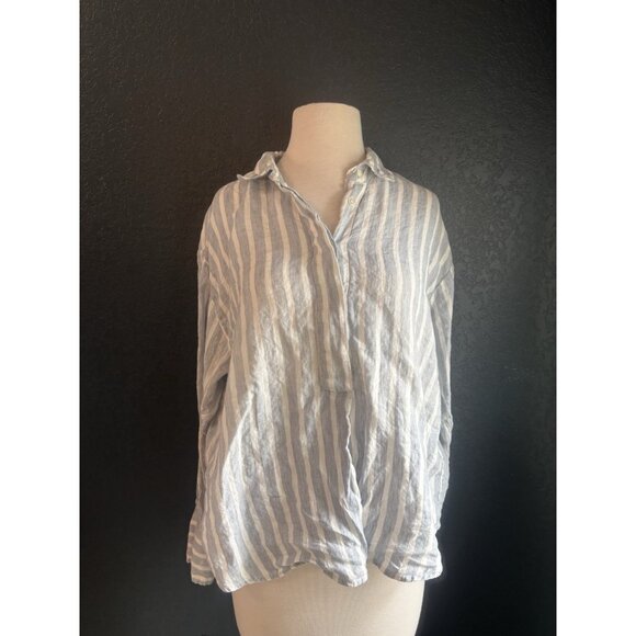 Frame Linen Chambray Distressed Top Sz Medium Loose Fit - Picture 7 of 11